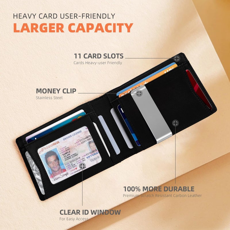 RUNBOX Money Clip Wallets for Men,Slim Leather Mens Bifold Wallet,RFID Blocking Front Pocket Wallet,Thin Credit Card Holder with Gift Box - Image 4